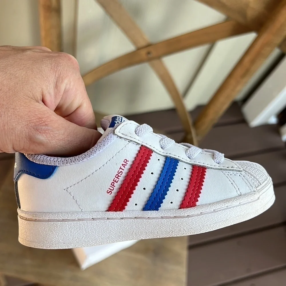 Adidas Red White & Blue Superstarts❤️🤍💙 - Picture 7 of 11